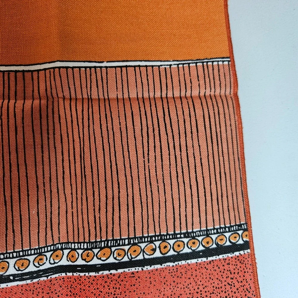 Vintage Vera Neumann Napkin Orange Terracotta Geometric MCM Square 17.5in